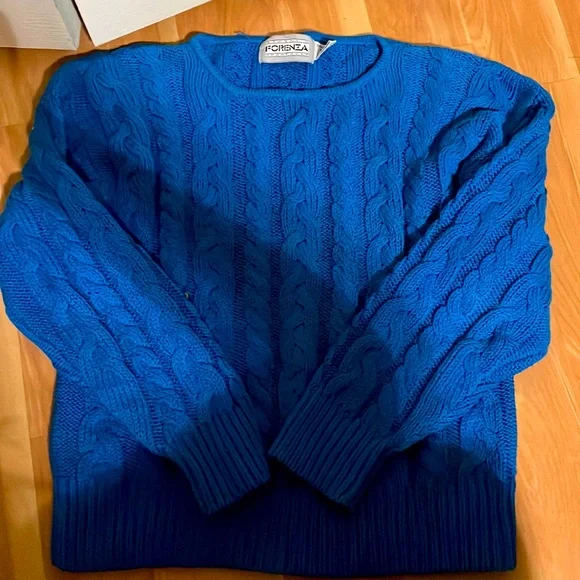 Forenza Sweaters Vintage 8s Forenza Cable Knit Sweater Blue